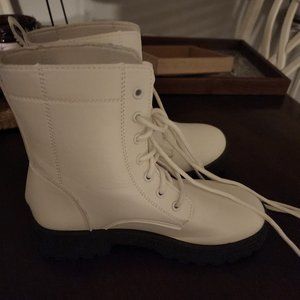 New white combat boots